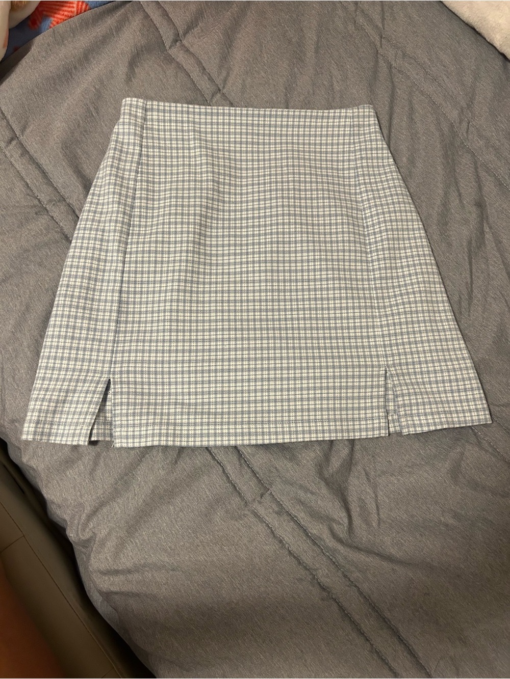 Brandy Melville Light Green/Blue & White Plaid Mini Skirt